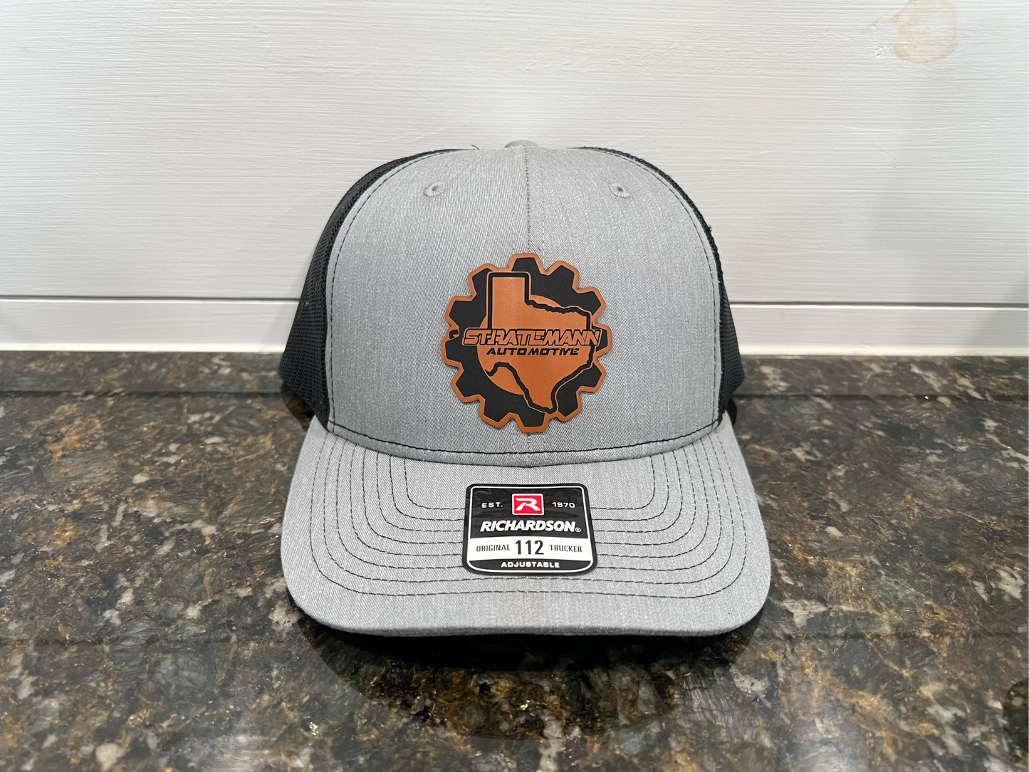 Charcoal/Black Hat with Buckskin Leather Logo