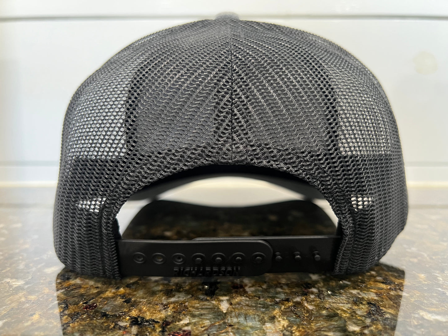 Heather Gray/Black Hat with Pink Leather Logo