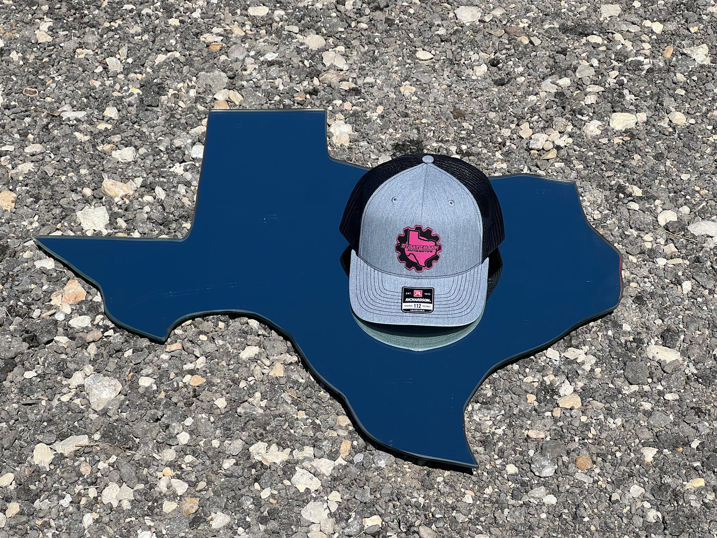 Heather Gray/Black Hat with Pink Leather Logo