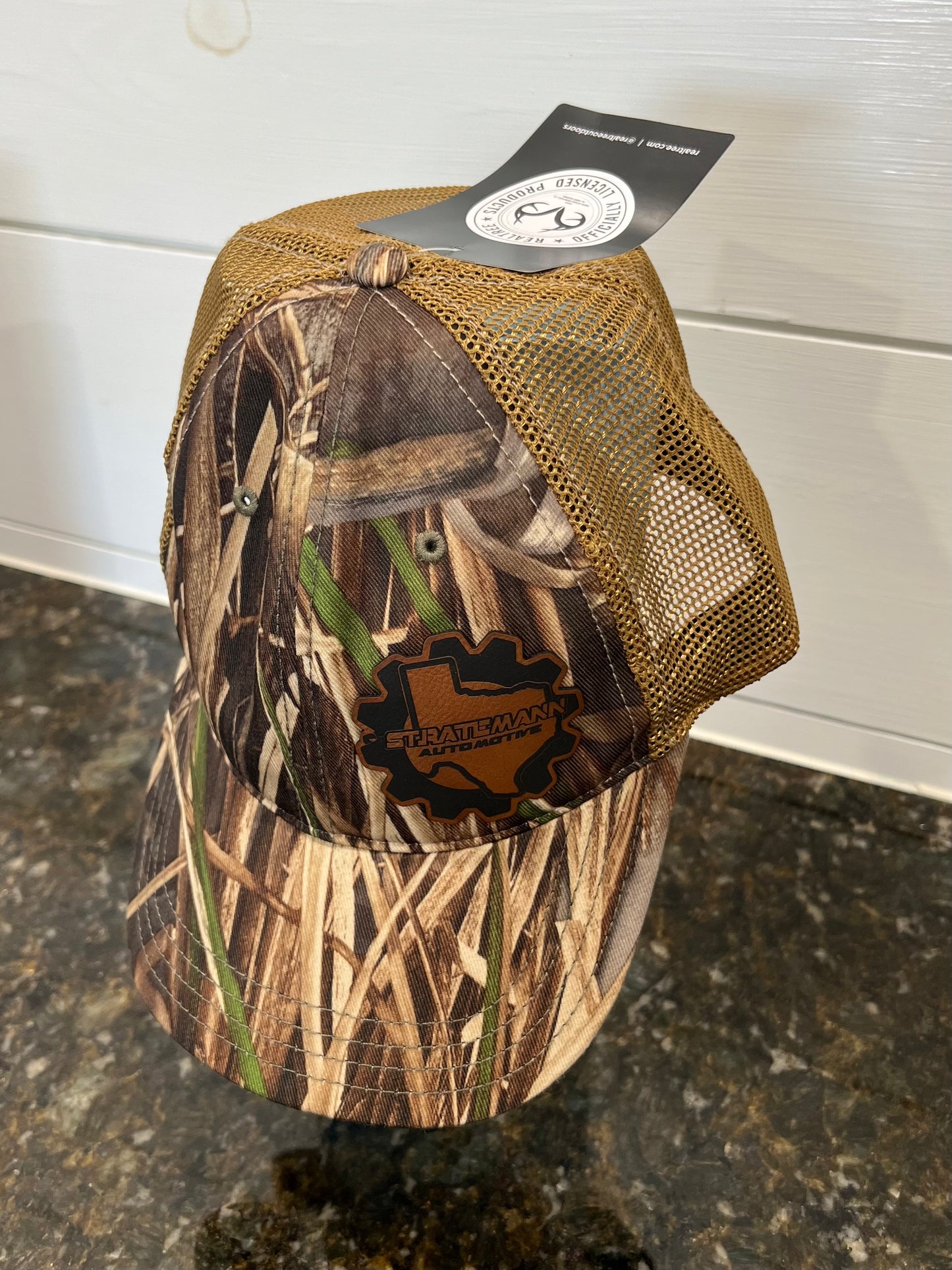Realtree Max-7/Buck with Brown Leather Logo
