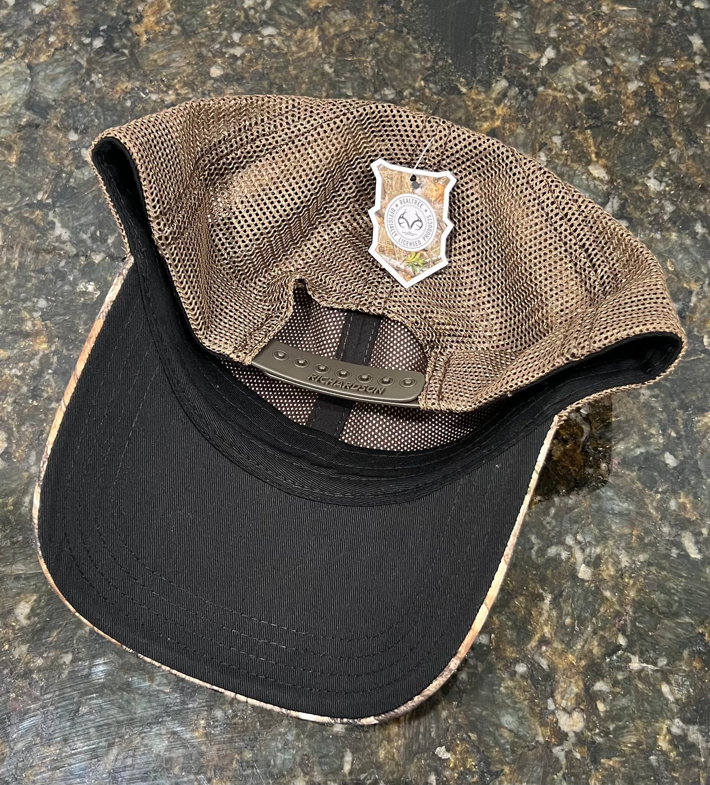 Realtree/Brown Hat with Brown Leather Logo