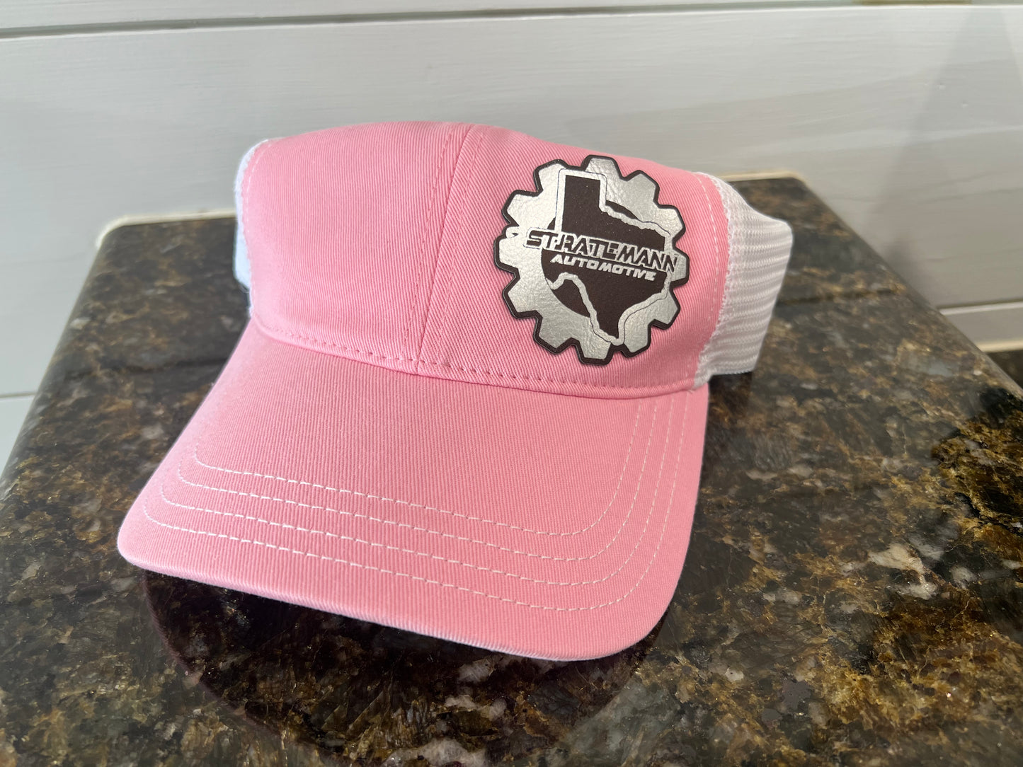 Pink/White Hat with Silver Logo