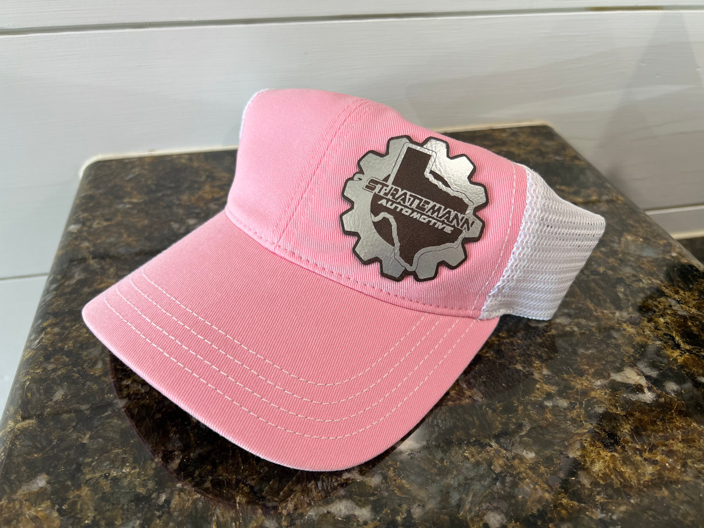 Pink/White Hat with Silver Logo