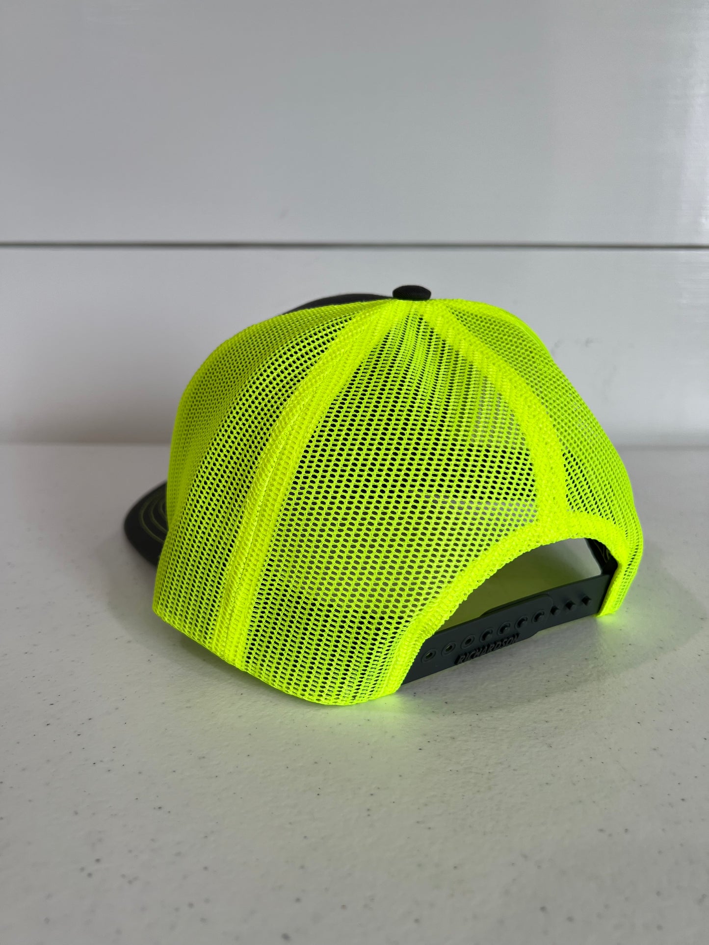 Charcoal/Neon Yellow Hat with Buckskin Leather Logo