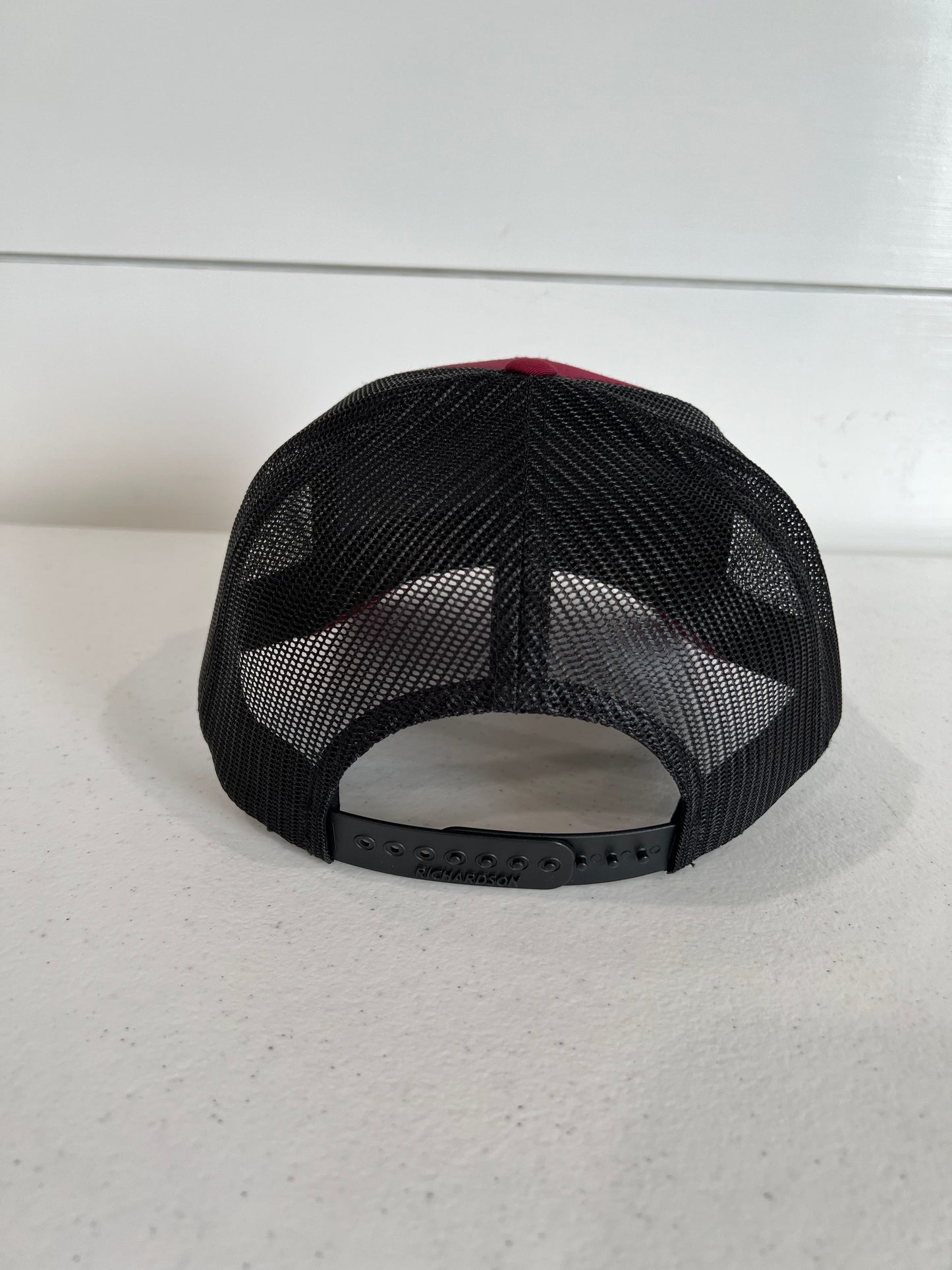 Cardinal/Black Hat with Buckskin Leather Logo
