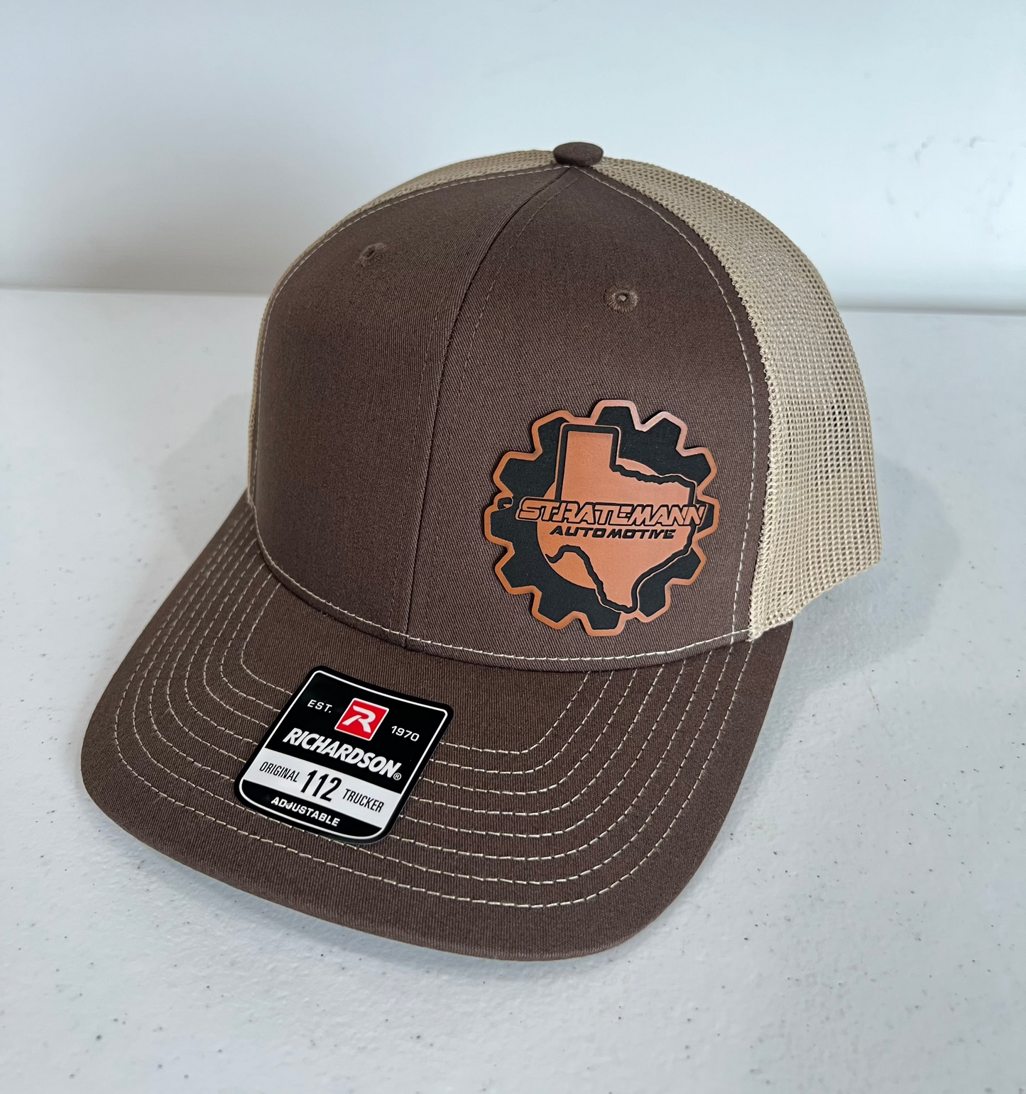 Brown/Khaki Hat with Buckskin Leather Logo