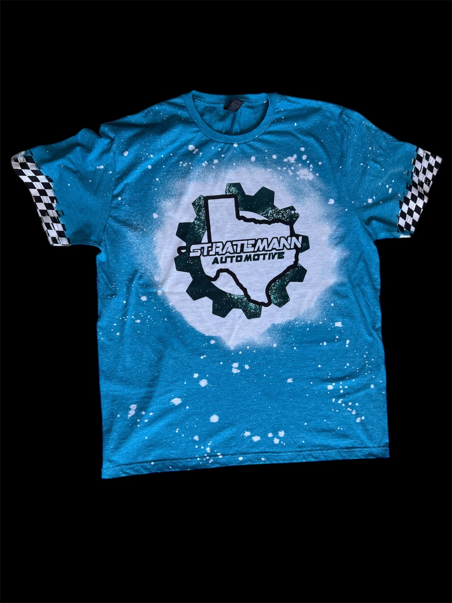Blue Short-sleeve with Checkered Sleeves