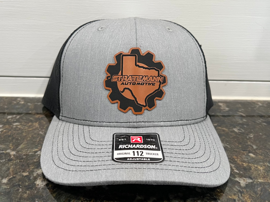Charcoal/Black Hat with Buckskin Leather Logo