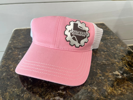 Pink/White Hat with Silver Logo