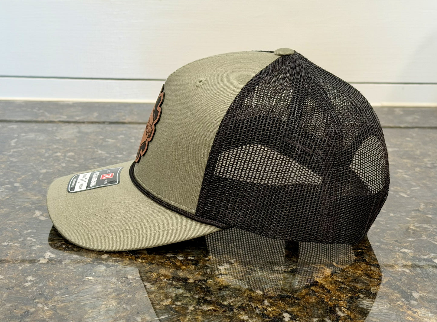 Loden Green/Black Hat with Rawhide Leather Logo & Black Rope