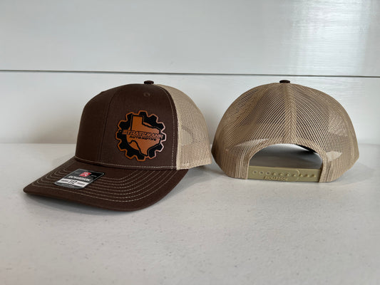 Brown/Khaki Hat with Buckskin Leather Logo