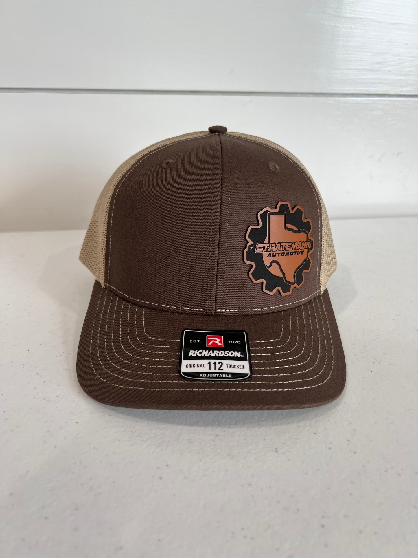 Brown/Khaki Hat with Buckskin Leather Logo