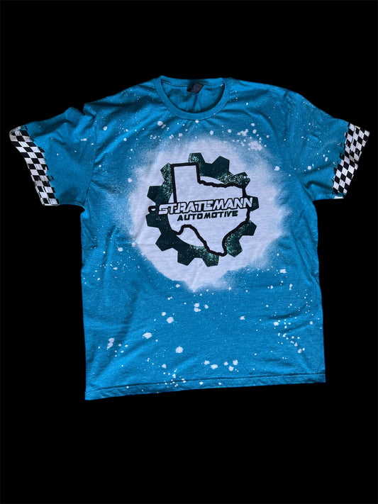 Blue Short-sleeve with Checkered Sleeves