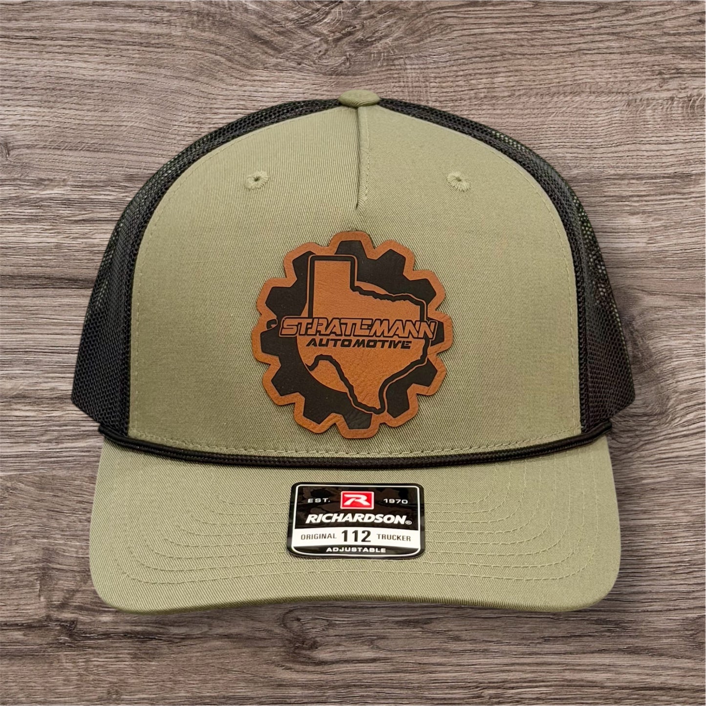 Loden Green/Black Hat with Rawhide Leather Logo & Black Rope